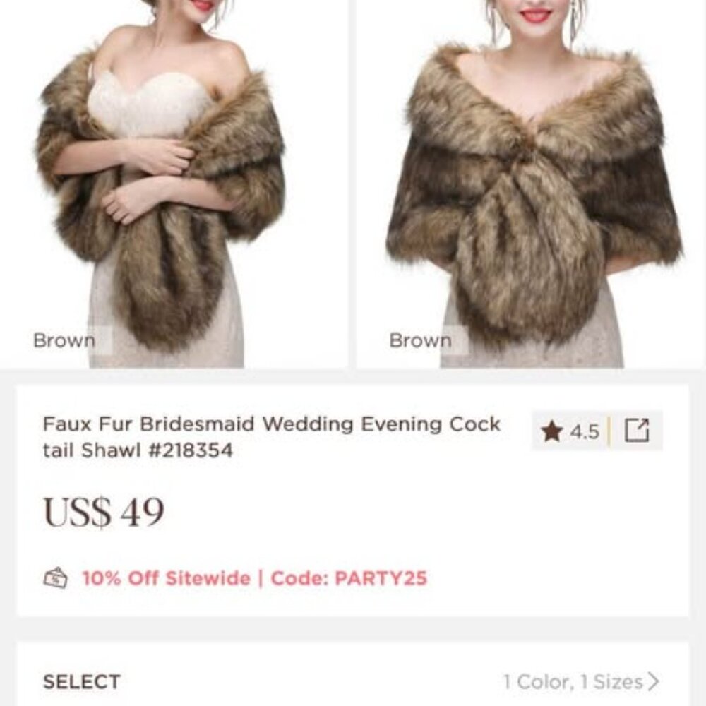 Bridesmaid Faux Fur Wraps - Picture 3 of 4